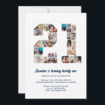 Invitation 21e anniversaire Numéro 21 Photo personnalisée Col<br><div class="desc">Célébrez le 21ème anniversaire avec cette mignonne invitation. C'est un invitation de collage photo personnalisé qui vous permet de créer un design vraiment unique et mémorable. Ce modèle personnalisable vous permet d'insérer vos propres photos chères, en capturant les moments précieux de votre vie. Cette invitation est parfaite pour commémorer votre...</div>