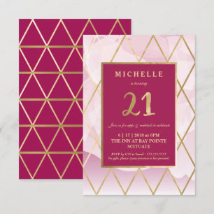 Invitation 21e Anniversaire - Or, Elégant, tendanc
