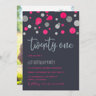 Invitation 21e anniversaire parties scintillant confetti invi