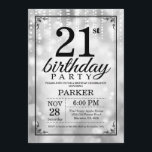 Invitation 21e anniversaire Parties scintillant d'<br><div class="desc">Invitation 21st Birthday avec voyants à cordes d'argent avec Arrière - plan Parties scintillant d'argent. Anniversaire de l'Argent. Anniversaire adulte. Hommes ou Femmes Anniversaire Invitation. 13ème 15ème 16ème 18ème 20ème 21ème 30ème 40ème 50ème 60ème 70ème 80ème 90ème 100ème, Tout âge. Pour plus de personnalisation, cliquez sur le bouton "Customiser" et...</div>