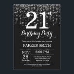 Invitation 21e anniversaire Parties scintillant d'<br><div class="desc">Invitation 21st Birthday avec voyants à cordes d'argent avec Arrière - plan Parties scintillant d'argent. Anniversaire de l'Argent. Anniversaire adulte. Hommes ou Femmes Anniversaire Invitation. 13ème 15ème 16ème 18ème 20ème 21ème 30ème 40ème 50ème 60ème 70ème 80ème 90ème 100ème, Tout âge. Pour plus de personnalisation, cliquez sur le bouton "Customiser" et...</div>
