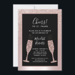Invitation 21e Anniversaire Parties scintillant de Blush Cham<br><div class="desc">Sur un arrière - plan de papier métallique rose vif, notre élégante invitation à la fête du 21e anniversaire présente une parties scintillant brillante et féminine à l'ombre avec des lunettes de champagne bouillonnantes prêtes à porter le toast de 21e anniversaire. Dans un cadre noir avec une bordure en or...</div>