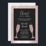 Invitation 21e Anniversaire Parties scintillant de Blush Cham<br><div class="desc">Sur un arrière - plan de papier métallique rose vif, notre élégante invitation à la fête du 21e anniversaire présente une parties scintillant brillante et féminine à l'ombre avec des lunettes de champagne bouillonnantes prêtes à porter le toast de 21e anniversaire. Dans un cadre noir avec une bordure en or...</div>