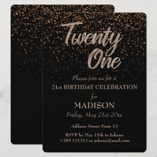 Invitation 21e anniversaire Parties scintillant d'or
