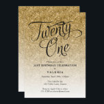 Invitation 21E anniversaire Parties scintillant d'or Invitati<br><div class="desc">Cette invitation à la fête d'anniversaire de parties scintillant à l'ombre branchée présente un motif de parties scintillant faux et un titre de typographie de scénario sophistiqué. Ajoutez votre texte personnalisé à l'aide du formulaire modèle. Des options supplémentaires pour le texte et la mise en page sont disponibles si vous...</div>