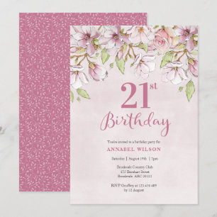 Invitation 21e anniversaire Pink Floral