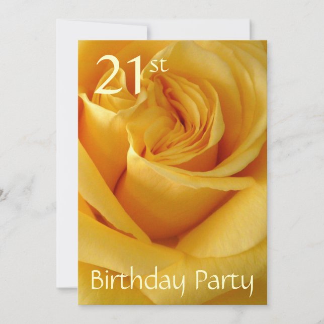 Invitation 21e anniversaire - Rose jaune (Devant)