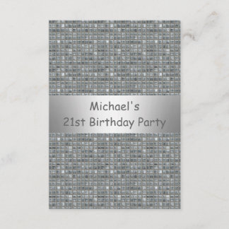 Invitation 21e anniversaire Silver Grey Marle Motif de carrea