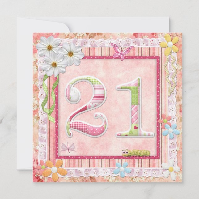 Invitation 21e anniversaire style scrapbooking (Devant)