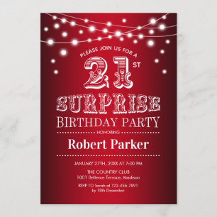 Invitation 21e Anniversaire Surprise - Noir Rouge Blanc