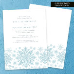 Invitation 21e anniversaire Surprise Party Blue Snowflake<br><div class="desc">Des flocons de neige bleu très élégants créent une jolie bordure le long du fond de cette invitation à l'anniversaire adulte. Moderne et minimaliste,  le design est ouvert et aéré. L'esthétique contemporaine plaira à tous les âges.</div>