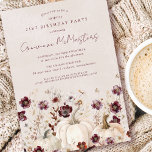 Invitation 21e anniversaire Surprise Party Citrouille Fleur s<br><div class="desc">Les citrouilles d'automne sont nichés dans de délicats fleurs sauvages rouges et blancs bordeaux pour créer une esthétique élégante. Tout le texte est éditable pour vous permettre de créer facilement votre propre humeur spéciale.</div>