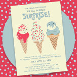 Invitation 21e anniversaire Surprise Party Ice Cream Cone<br><div class="desc">Nouveau pour l'été 2024. Notre "Crème de glace,  vous criez Nous hurlons tous Surprise" Invitation 21ème Anniversaire! Suivie de trois cônes de crème glacée couleur aquarelle rétro avec des glaces patriotiques rouges,  blanches et bleues et des arrosées.</div>