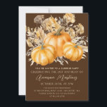 Invitation 21e anniversaire Surprise Party Rustic Boho Citrou<br><div class="desc">D'élégants citrouilles d'aquarelle orange sont nichés dans une variété de feuillages et de fleurs d'automne. Un arrière - plan brun foncé et riche le cadre à la perfection. Parfait pour une fête d'automne.</div>