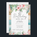 Invitation 21e anniversaire Surprise Party Tropical<br><div class="desc">Tropical Floral and Beach wood Amusants Design modèle. Réglable pour la fête d'anniversaire adulte tropicale,  il suffit de changer les invitations textuelles. Invitation imprimable de téléchargement numérique</div>