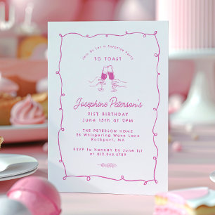 Invitation 21e Anniversaire Surprise Party Whimsical Doodle