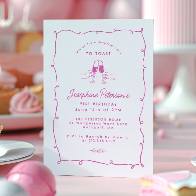 Invitation 21e Anniversaire Surprise Party Whimsical Doodle (Créateur téléchargé)