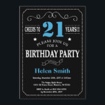 Invitation 21e anniversaire Tableau noir et bleu<br><div class="desc">21e Anniversaire Invitation Typographie Bleue et Noire. Tableau de bord. Arrière - plan noir et blanc. Anniversaire adulte. Hommes ou femmes, anniversaire. Enfants Garçon ou fille Ado Anniversaire adolescente Invitation . 13e 15e 16e 18e 20e 21e 30e 40e 50e 60e 70e 80e 90e 100e. N'Importe Quel Âge. Pour plus de...</div>