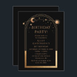 Invitation 21e anniversaire Vingt et un or noir céleste<br><div class="desc">21e Anniversaire Vingt-et-un Celestial Mystical Black Gold Sun Moon Astronomie Birthday Invitations Invitations présente soleil doré, lune et étoiles avec un cadre doré sur un arrière - plan noir. À l'intérieur, vous trouverez vos informations d'invitation d'anniversaire personnalisées. Conçu pour vous par Evco Studio. Afficher la collection de coordination à l'adresse...</div>