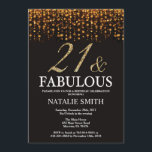 Invitation 21e anniversaire Vingt-et-une Parties scintillant<br><div class="desc">21e invitation d'anniversaire. 21 et Fabulous. Noir et Or. Parties scintillant d'or.Fête d'anniversaire pour adulte. Pour les hommes ou les femmes.
Pour plus de personnalisation,  cliquez sur le bouton "Customiser" et utilisez notre outil de conception pour modifier ce modèle.</div>