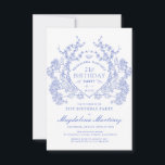 Invitation 21e anniversaire Vintage français Bleu Floral Cres<br><div class="desc">Une élégante crête vintage de fleurs bleues françaises occupe le devant de la scène pour cette invitation intemporelle à l'anniversaire. Orné,  formel et très féminin fera que toute femme d'anniversaire se sentira très spéciale. Des fournitures de partie de coordination sont disponibles.</div>