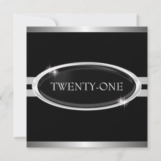 Invitation 21e Etoile d'argent noire et blanche