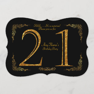 Invitation 21e,Fête d'anniversaire 21e,grand Gatsby,noir & or