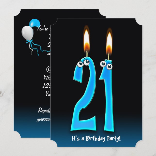 Invitation 21e fête d'anniversaire avec globes oculaires (Devant / Derrière)