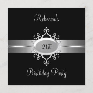Invitation 21e fête d'anniversaire Black Silver