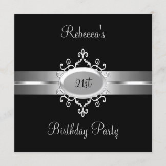 Invitation 21e fête d'anniversaire Black Silver
