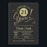 Invitation 21e fête d'anniversaire - Chalkboard Gold<br><div class="desc">21e Anniversaire Invitation de fête en fausse parties scintillant or et motif noir tableau noir. Design moderne et simple,  parfait pour une soirée élégante. Salut à 21 ans ! Peut être personnalisé à tout âge! S'il vous plaît,  envoyez-moi un message si vous avez besoin d'une personnalisation plus poussée.</div>