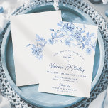 Invitation 21e fête d'anniversaire Dusty Blue Floral<br><div class="desc">Elégante invitation au 21ème anniversaire de rose bleu.</div>