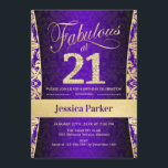Invitation 21e fête d'anniversaire - Gold Purple<br><div class="desc">21e Anniversaire Invitation de fête en violet et or. Elégante carte invitation avec faux or parties scintillant et diamants. Fonctionne avec un modèle damask et une police de script. Fabuleux à vingt et un ! Design classique parfait pour une soirée élégante. S'il vous plaît, envoyez-moi un message si vous avez...</div>