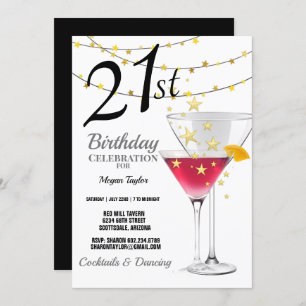 Invitation 21e fête d'anniversaire, Martini Lunettes Parties 