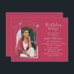 Invitation 21e fête d'anniversaire Photo céleste Magenta Arge<br><div class="desc">21e Anniversaire Fête Vingt et unième photo céleste Magenta Argent Soleil Lune Étoiles Invitations Invitations présente le soleil, la lune et les étoiles avec un cadre argenté sur un arrière - plan magenta. Personnalisez en modifiant le texte dans les zones de texte fournies et en ajoutant votre photo préférée. CONSEIL...</div>