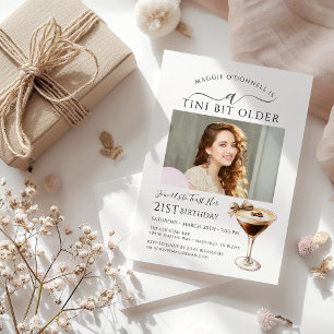 Invitation 21e fête d'anniversaire Photo Espresso Martini