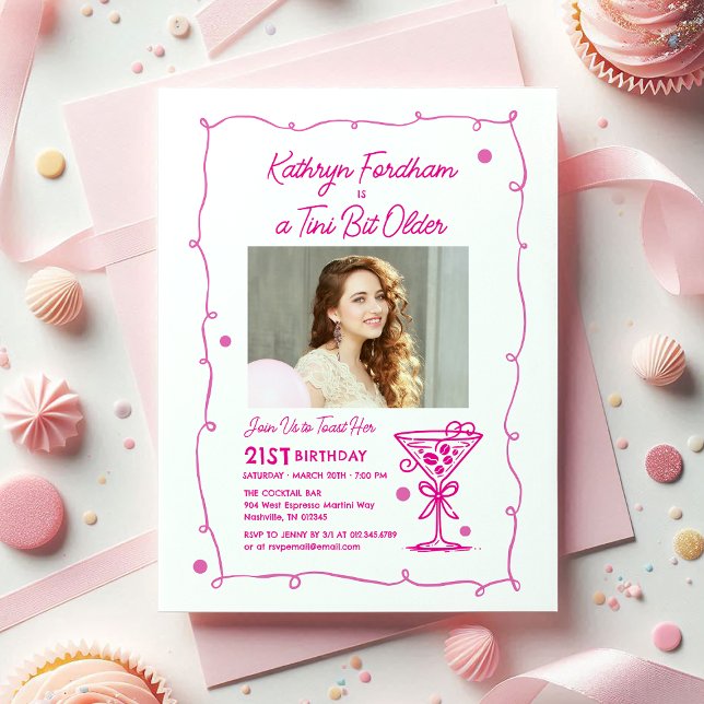 Invitation 21e fête d'anniversaire Photo Espresso Martini (Créateur téléchargé)