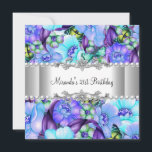 Invitation 21e fête d'anniversaire Purple Floral White Pearl<br><div class="desc">21e Anniversaire Fête Purple Floral Blanc Pearl Elégant Classy Toute occasion Changez simplement d'âge. Modèle invitations de fête</div>