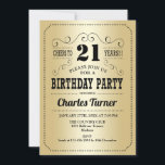 Invitation 21e fête d'anniversaire - Retro Gold Black<br><div class="desc">Invitation de fête du 21e anniversaire. Design rétro élégant en or et noir. Comprend une police de typographie élégante et un faux papier or. Salut à 21 ans ! Peut être customisé à n'importe quel âge. Parfait pour une célébration anniversaire adulte classe.</div>