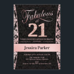 Invitation 21e fête d'anniversaire - Rose Gold Black<br><div class="desc">21e anniversaire de fête Invitation en or noir et rose. Elégante carte invitation avec fausse parties scintillant rose or et diamants. Fonctionne avec un modèle damask et une police de script. Fabuleux à vingt et un ! Design classique parfait pour une soirée élégante. S'il vous plaît, envoyez-moi un message si...</div>