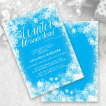 Invitation 21e fête d'anniversaire Wonderland Snowflake<br><div class="desc">Elégante invitation hivernale à 21e anniversaire de merveilleuse calligraphie entourée d'un flocon de neige luxuriant et d'une bordure de neige. Les flocons de neige éclatent contre le joli arrière - plan bleu. Vous pouvez modifier la couleur arrière - plan en n'importe quelle couleur. Winter Wonderland ne peut pas être modifié,...</div>