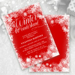Invitation 21e fête d'anniversaire Wonderland Snowflake<br><div class="desc">Elégante invitation hivernale à 21e anniversaire de merveilleuse calligraphie entourée d'un flocon de neige luxuriant et d'une bordure de neige. Les flocons de neige éclatent contre le joli arrière - plan rouge. Vous pouvez modifier la couleur arrière - plan en n'importe quelle couleur. Winter Wonderland ne peut pas être modifié,...</div>