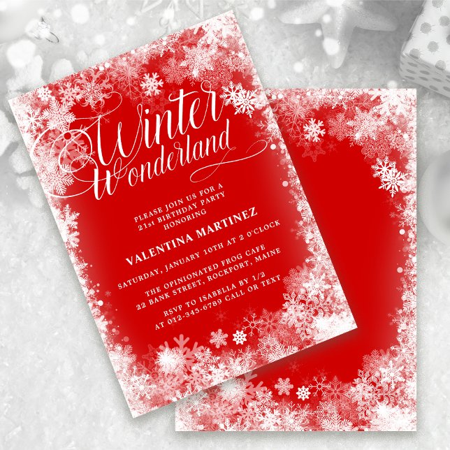 Invitation 21e fête d'anniversaire Wonderland Snowflake (Créateur téléchargé)