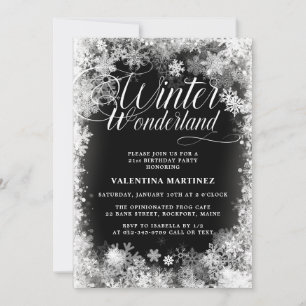 Invitation 21e fête d'anniversaire Wonderland Snowflake
