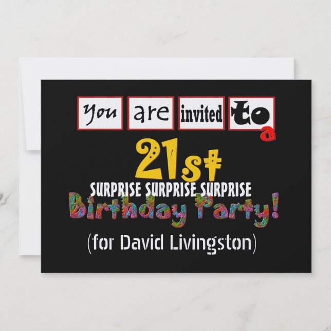 Invitation 21e Modèle d'invitation à la fête d'anniversaire S (Devant)