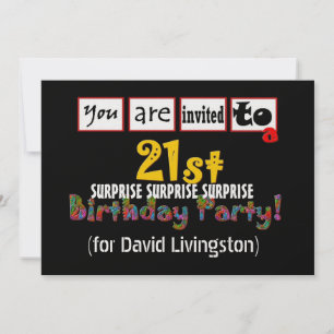 Invitation 21e Modèle d'invitation à la fête d'anniversaire S