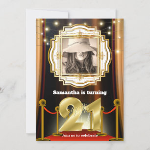 Invitation 21e partie de photos en or VIP de hollywood tapis 