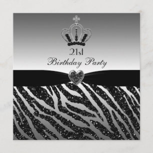 Invitation 21ème anniversaire de princesse Crown Zebra