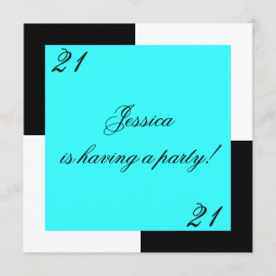 Invitation 21ème bleu simple de fête d'anniversaire de