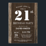Invitation 21ème bois rustique de cru d'invitation<br><div class="desc">21ème invitation rustique d'anniversaire avec l'arrière - plan en bois rustique. Rétro pays vintage. Anniversaire adulte. Anniversaire masculin d'hommes ou de femmes. Enfants garçon ou Madame Teen Teenage Bday Invite de fille. 13ème 15ème 16ème 18ème 20ème 21ème 30ème quarantième cinquantième soixantième soixante-dixième quatre-vingtième quatre-vingt-dixième 100th. Tout âge. Pour davantage de...</div>